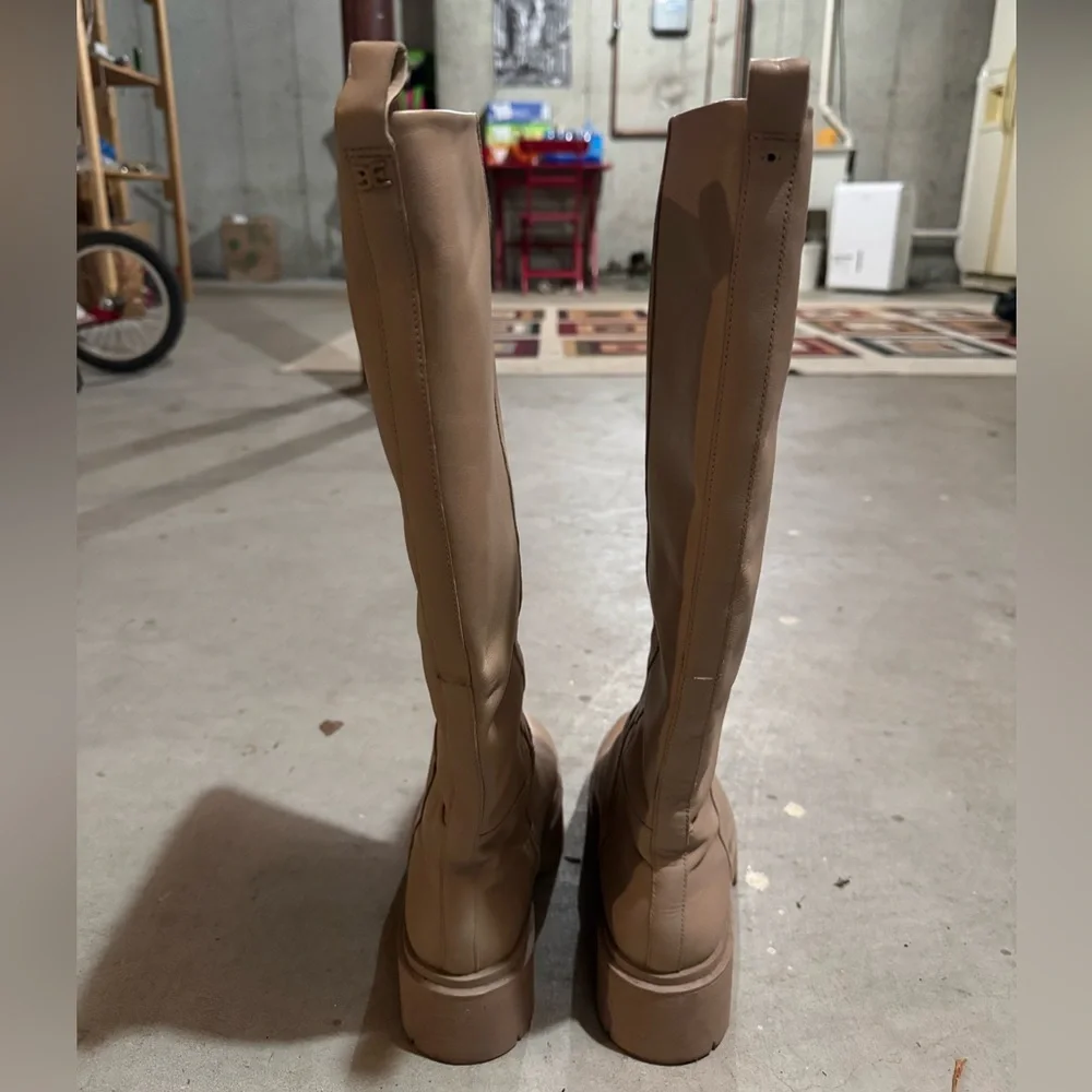 Sam Edelman Women's Larina Waterproof Knee High Platform Boots, Sesame, 7.5